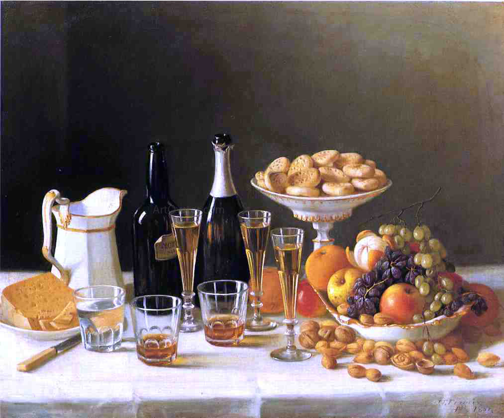 John F Francis Wine, Cheese and Fruit - Canvas Print