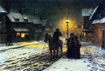 George Henry Boughton Winter Evening - Canvas Print