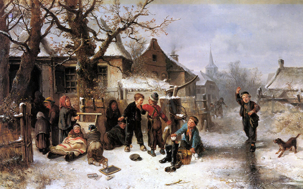 Johan Mari Ten Kate Winter Fun - Canvas Print