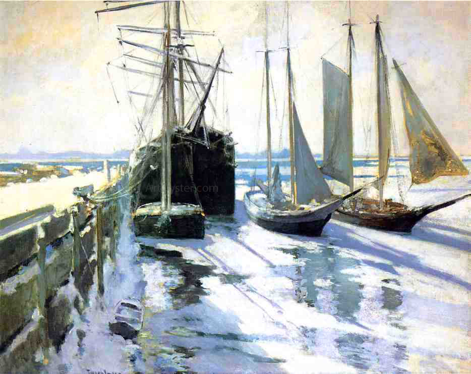 John Twachtman Winter, Gloucester Harbor - Canvas Print
