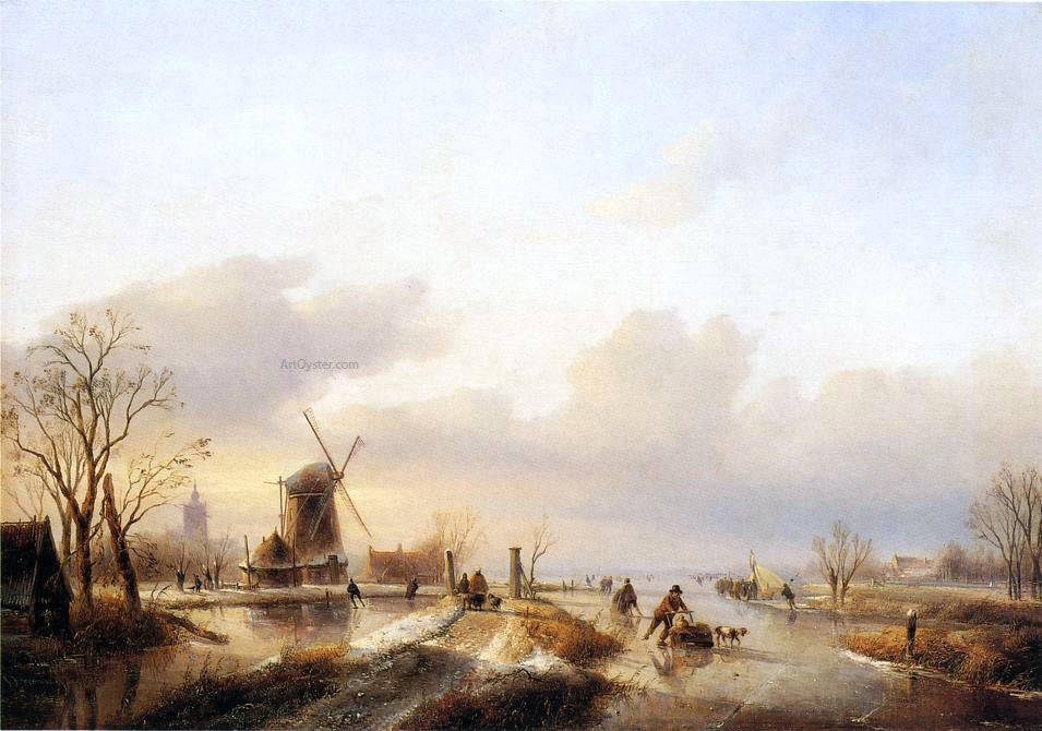 Jan Jacob Spohler Winter Ice Skating - Canvas Print