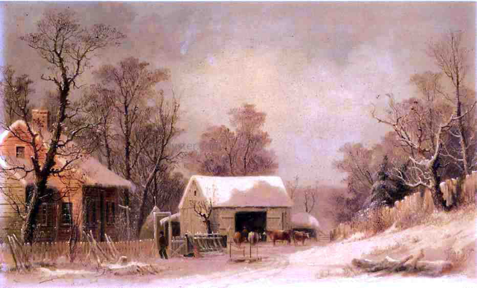 George Henry Durrie Winter in the Country - Canvas Print