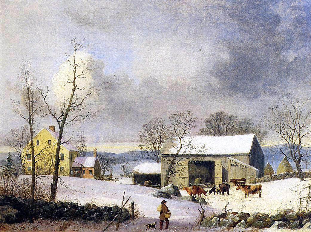 George Henry Durrie A Winter in the Country, Farmyard - Canvas Print