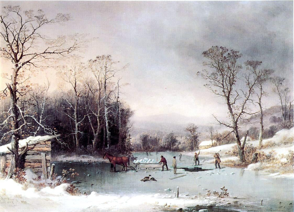 George Henry Durrie Winter in the Country, Getting Ice - Canvas Print
