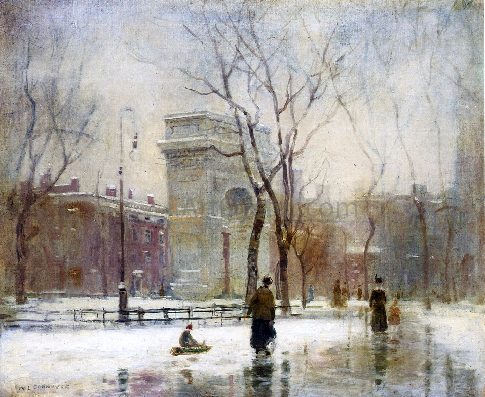 Paul Cornoyer A Winter in Washington Square - Canvas Print