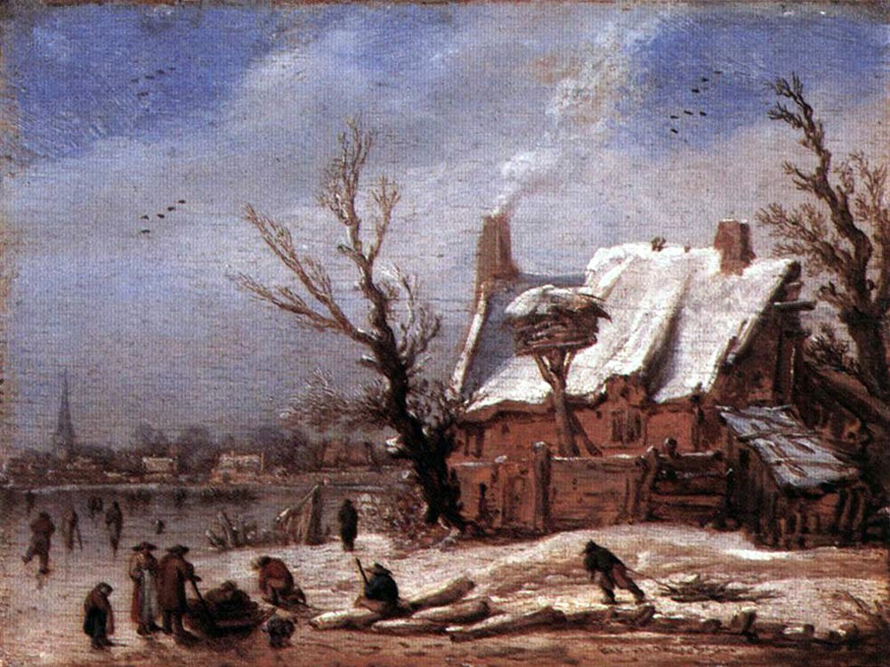 Esaias Van de Velde Winter Landscape - Canvas Print