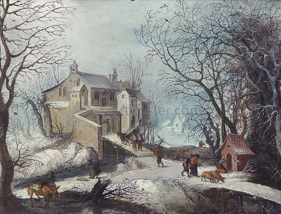 Frans De Momper Winter Landscape - Canvas Print