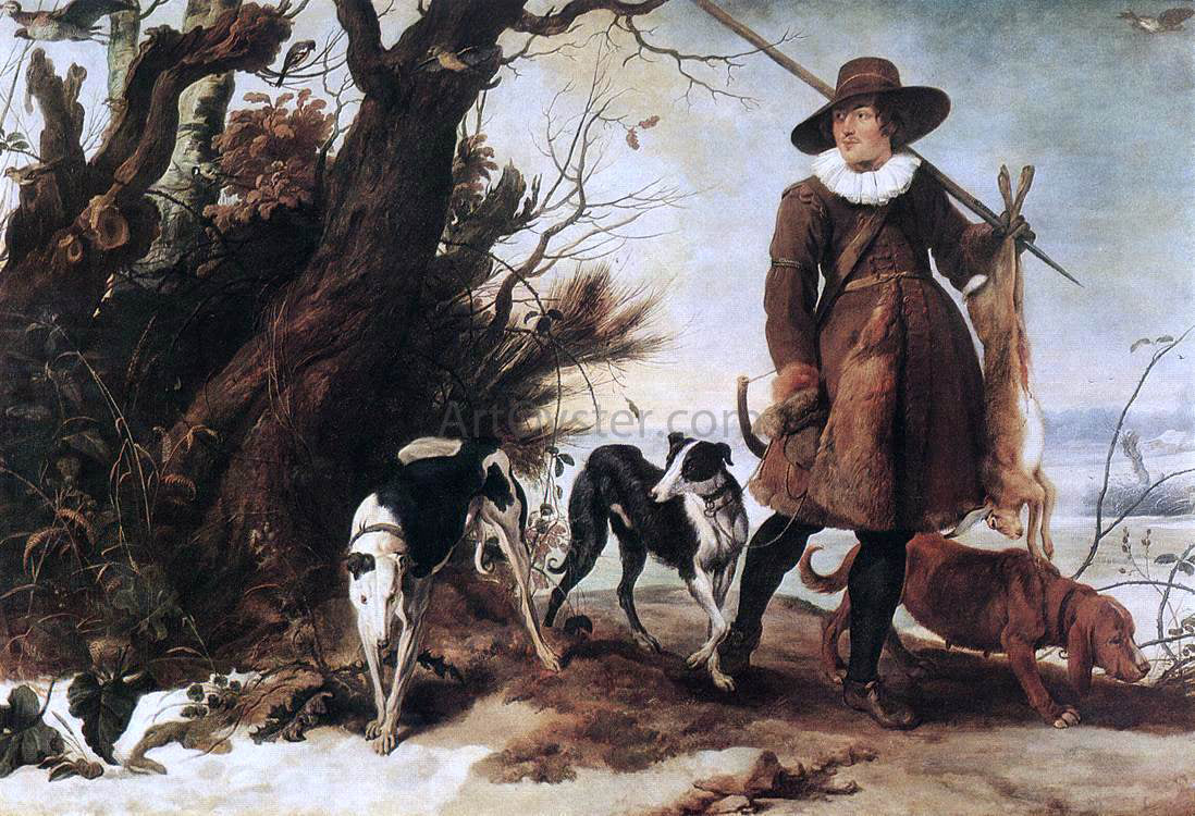 Jan Wildens Winter Landscape with a Hunter - Canvas Print