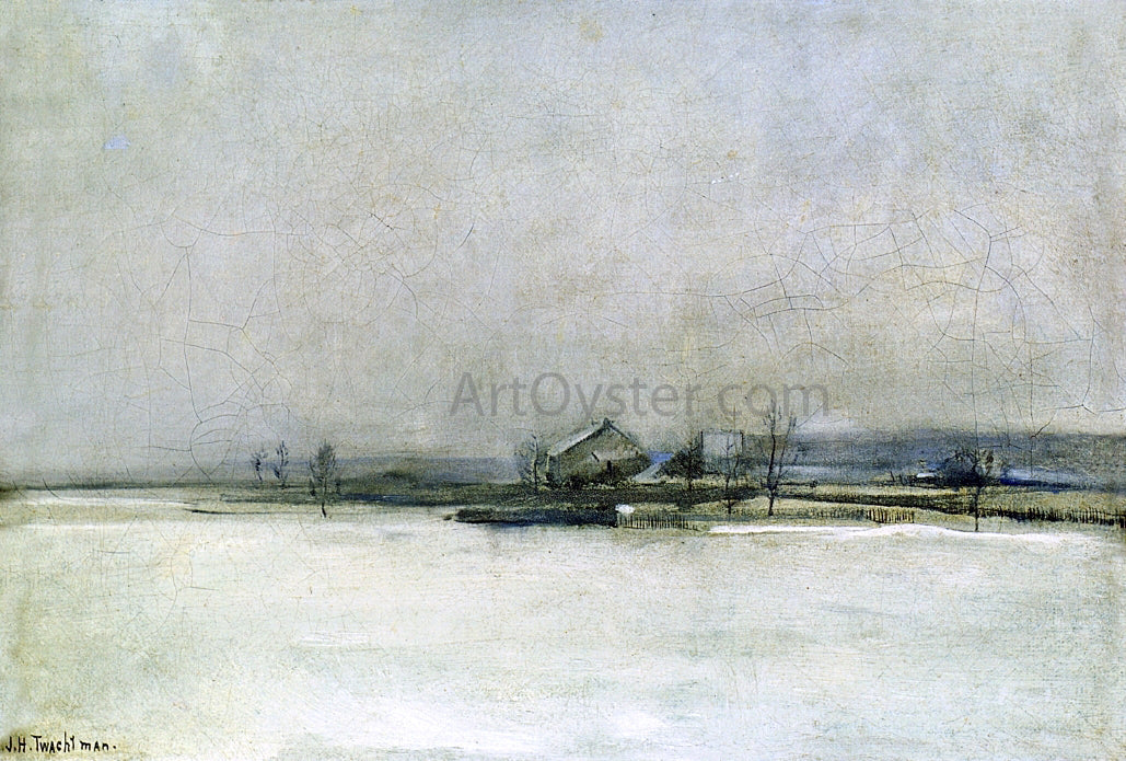 John Twachtman Winter Landscape with Barn - Canvas Print