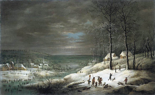 Lucas Van Uden Winter Landscape with Hunters - Canvas Print