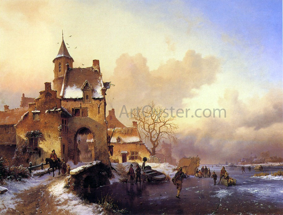 Frederk M Kruseman Winter Landscape with Ice Amusements - Canvas Print