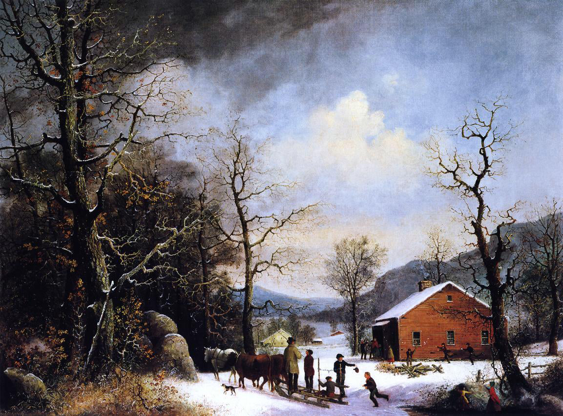 George Henry Durrie Winter Scene - Canvas Print