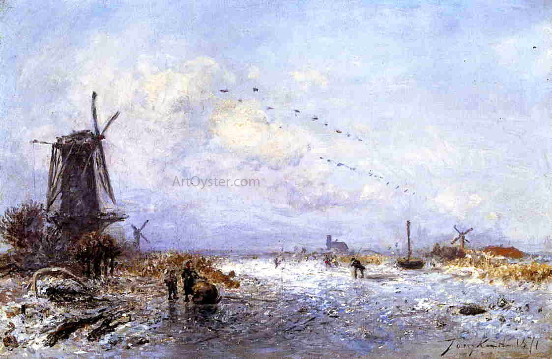Johan Barthold Jongkind Winter Scene - Canvas Print