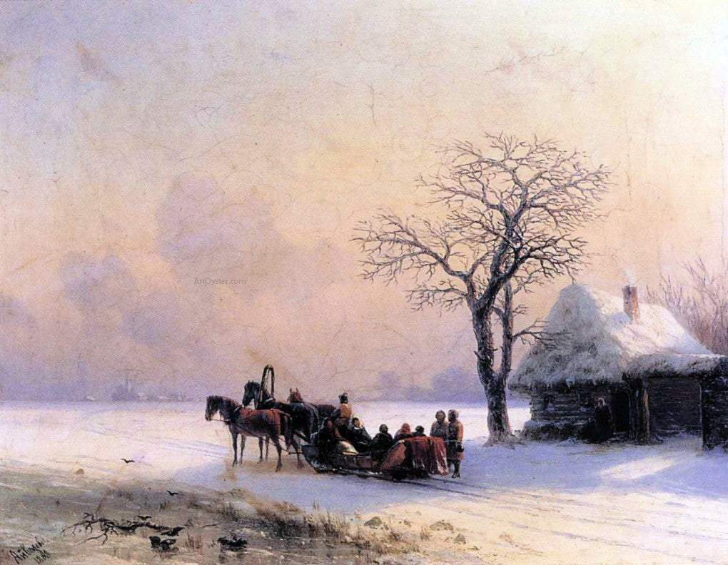 Ivan Constantinovich Aivazovsky Winter Scene in Little Russia - Canvas Print