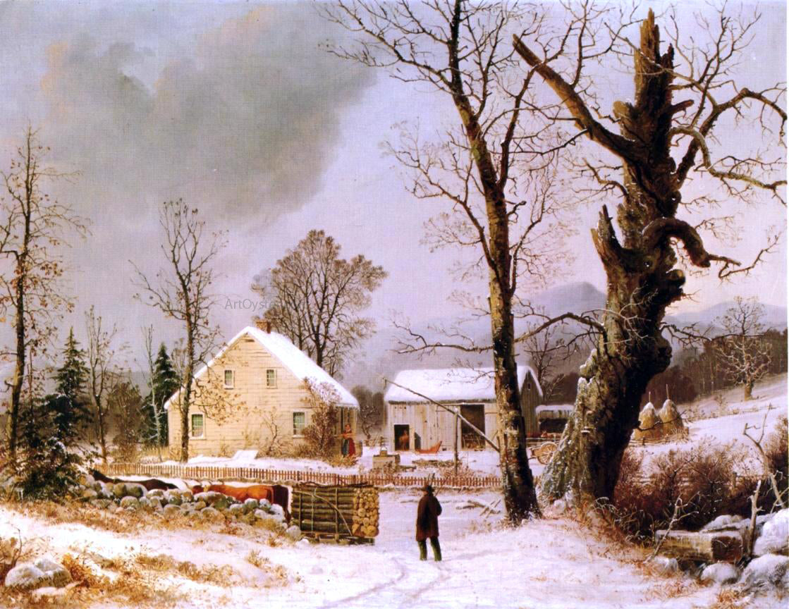 George Henry Durrie Winter Scene in New England - Canvas Print