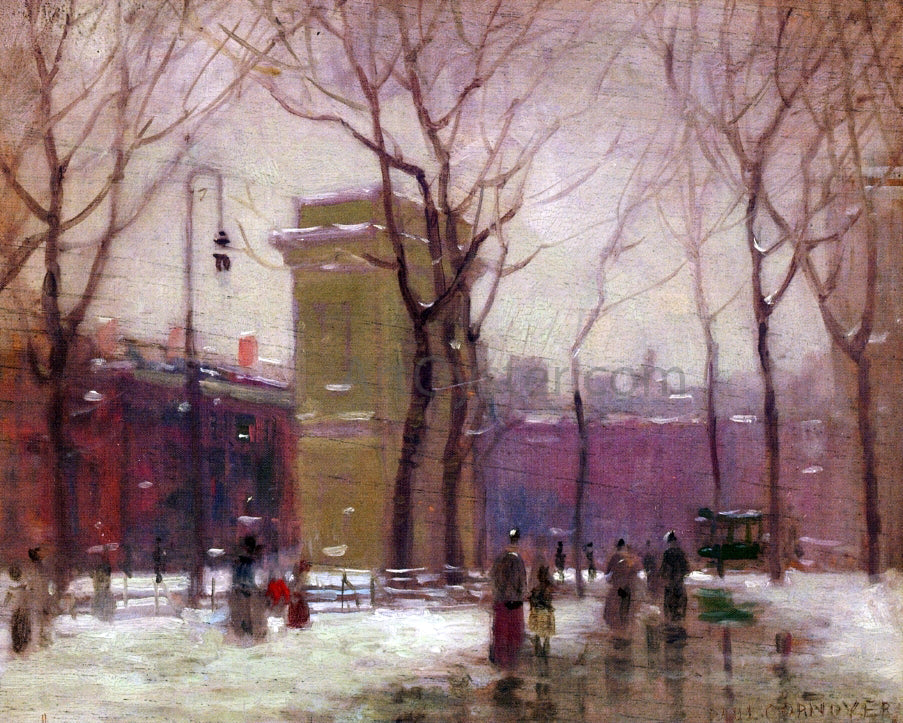 Paul Cornoyer Winter, Washington Square - Canvas Print