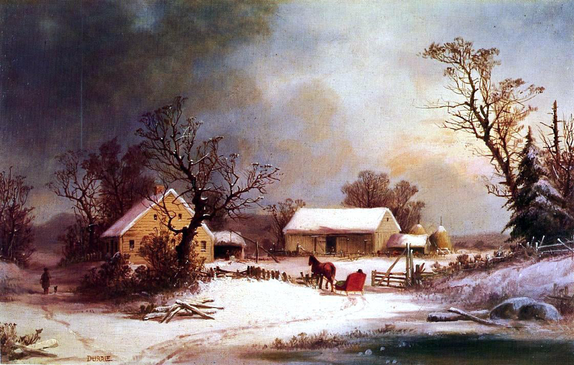 George Henry Durrie Winter-time on the Farm - Canvas Print