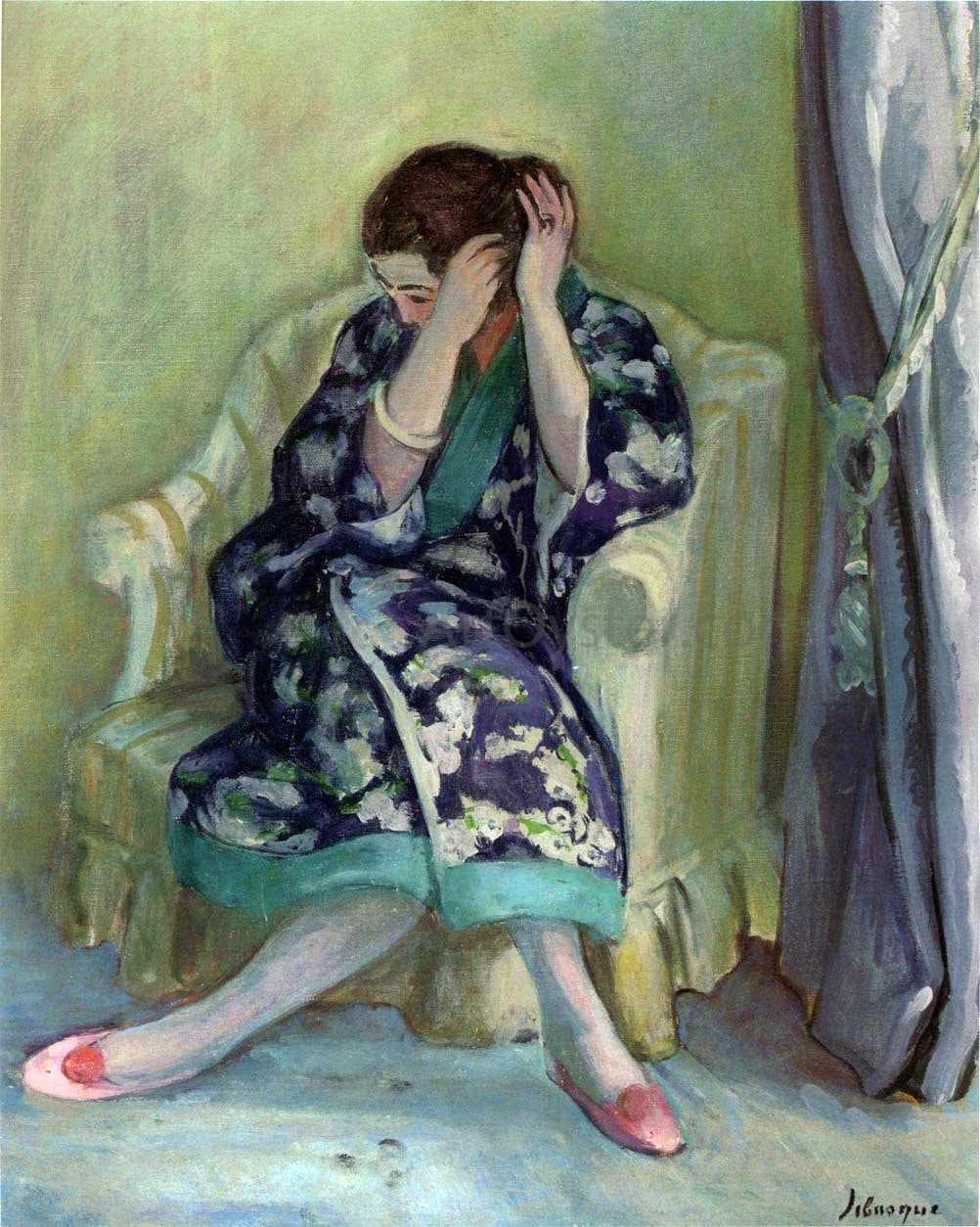 Henri Lebasque Woman adjuxting her hair - Canvas Print