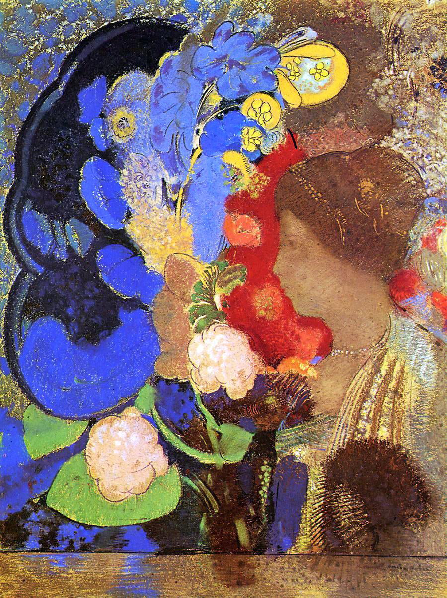 Odilon Redon Woman among the Flowers - Canvas Print