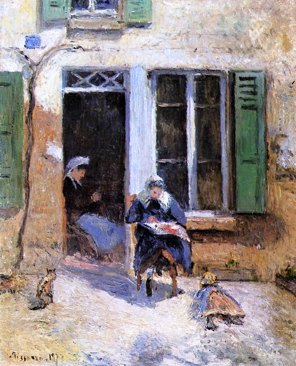 Camille Pissarro Woman and Child Doing Needlework - Canvas Print
