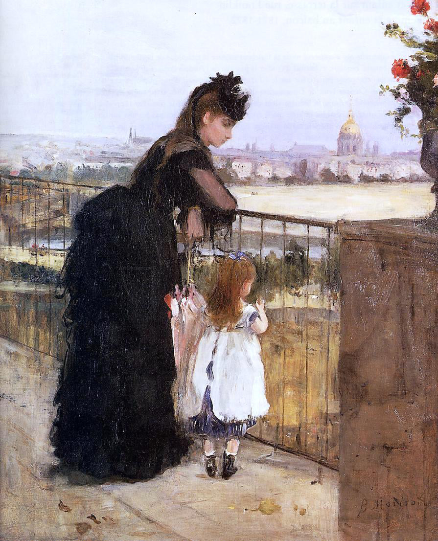 Berthe Morisot Woman and Child on a Balcony - Canvas Print