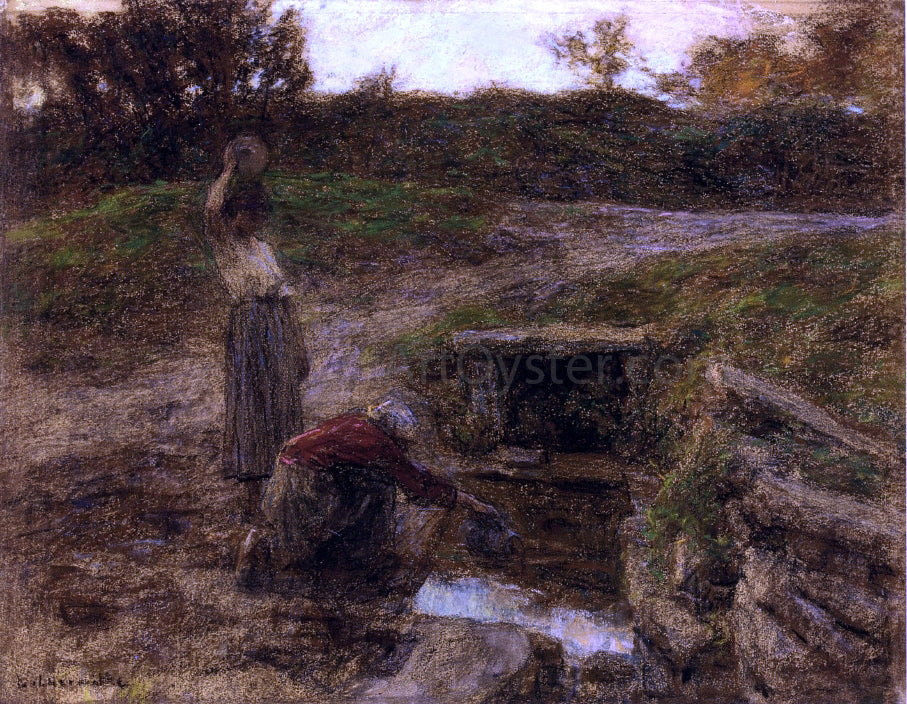 Leon Augustin L'hermitte) Woman at a Fountain - Canvas Print