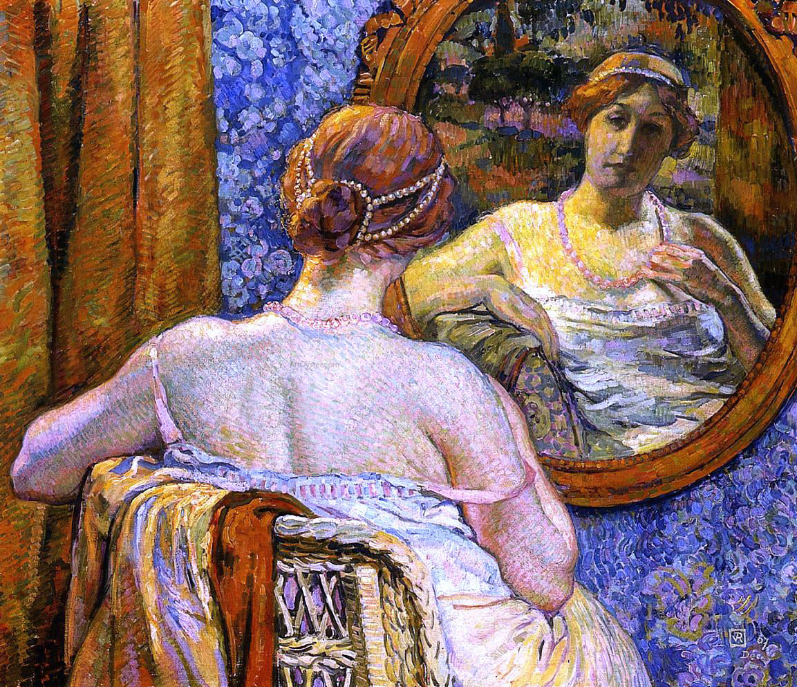 Theo Van Rysselberghe A Woman at a Mirror - Canvas Print