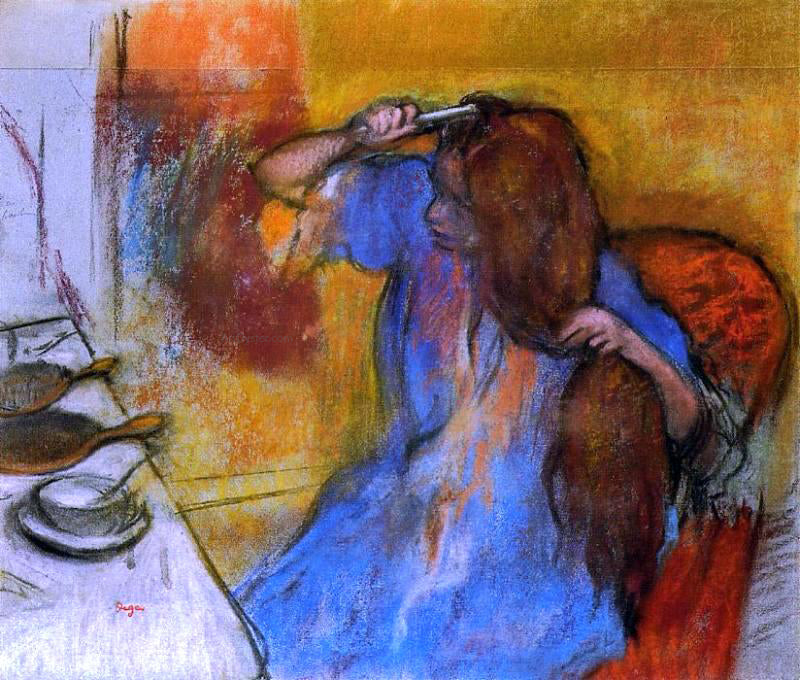 Edgar Degas A Woman Brushing Her Hair - Canvas Print