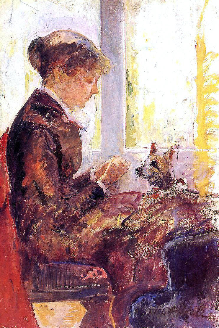 Mary Cassatt Woman by a Window Feeding Her Dog - Canvas Print