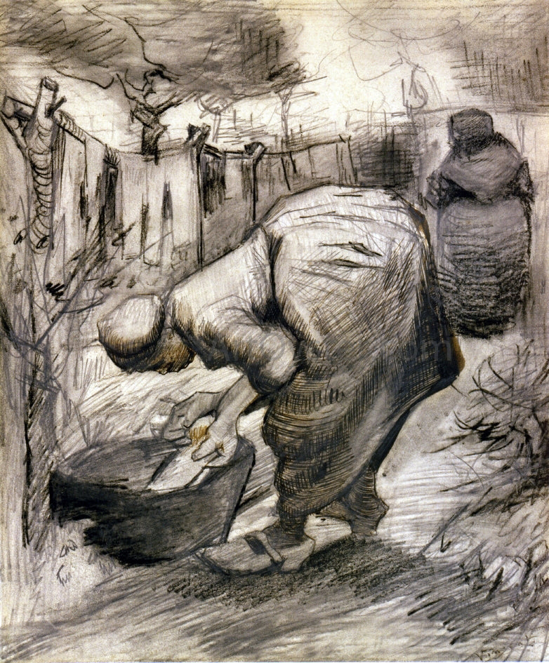 Vincent Van Gogh Woman by the Wash Tub in the Garden - Canvas Print