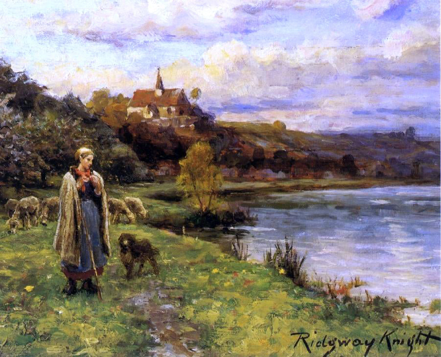 Daniel Ridgway Knight Woman by the Water - Canvas Print