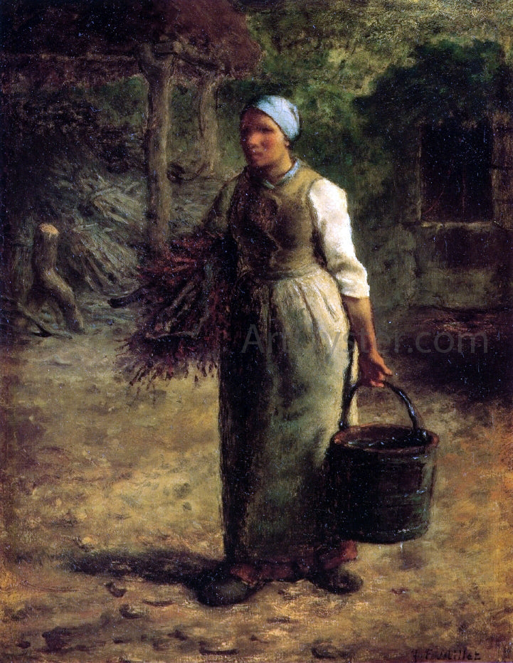 Jean-Francois Millet Woman Carrying Firewood and a Pail - Canvas Print