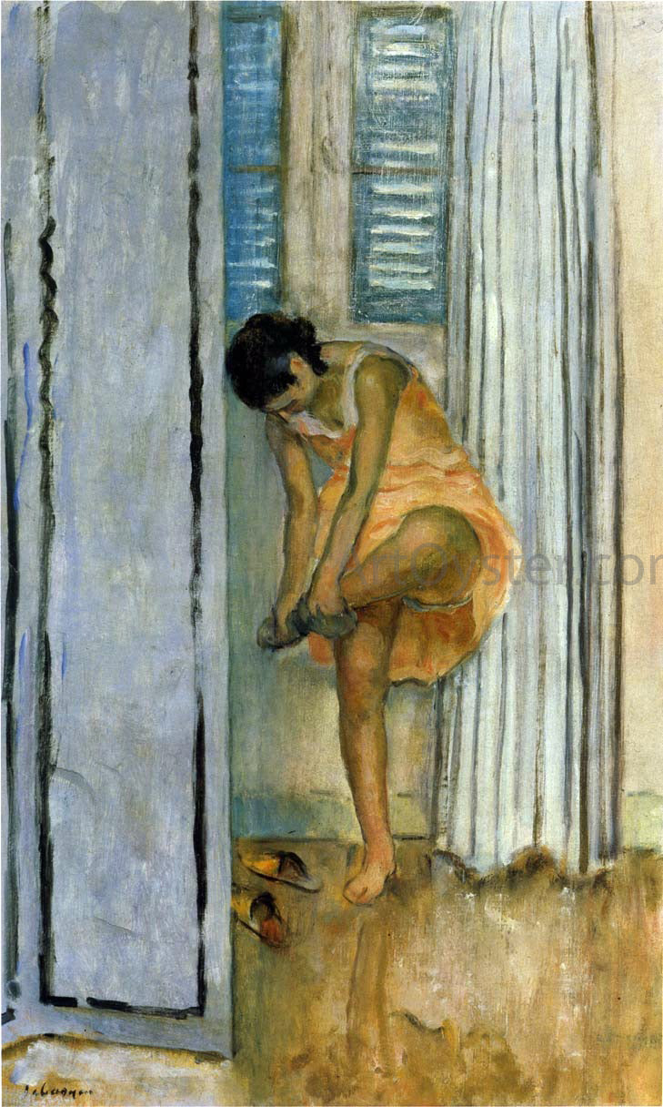 Henri Lebasque Woman Changing Her Shoes - Canvas Print
