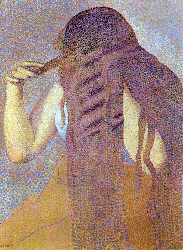 Henri Edmond Cross Woman Combing Her Hair - Canvas Print
