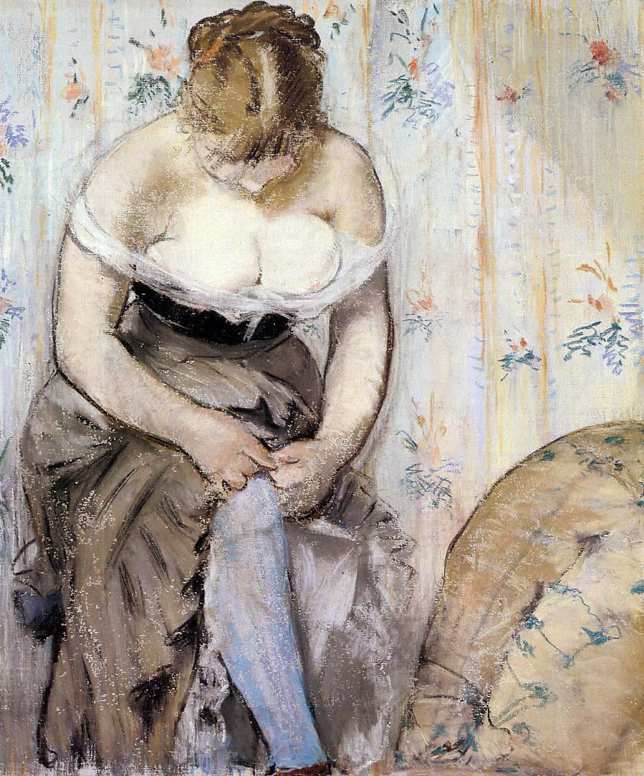 Edouard Manet Woman Fastening Her Garter - Canvas Print