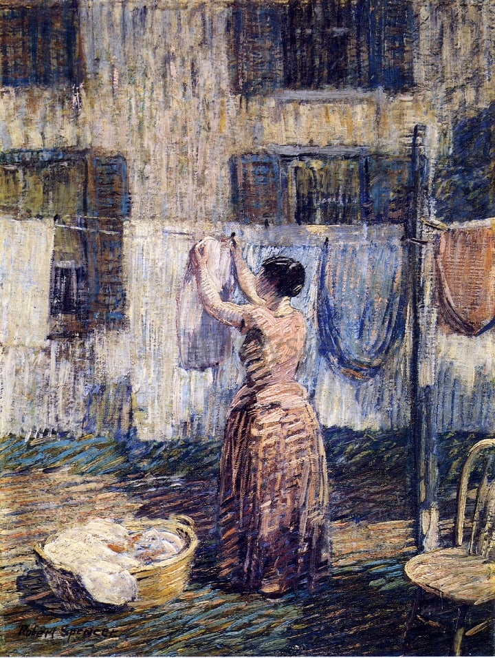 Robert Spencer Woman Hanging Out Clothes - Canvas Print
