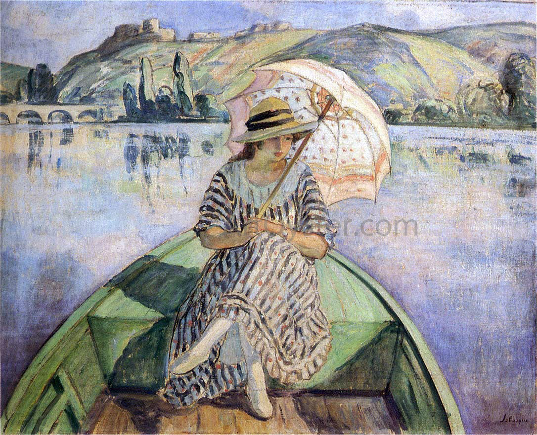Henri Lebasque Woman in a Boat with an Umbrella - Canvas Print