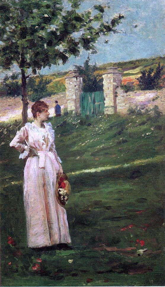 Charles Stanley Reinhart Woman in a Landscape - Canvas Print