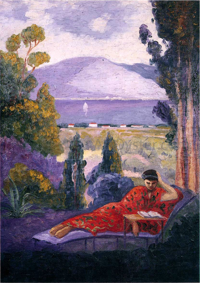 Henri Lebasque Woman in a Mediterranean landscape - Canvas Print