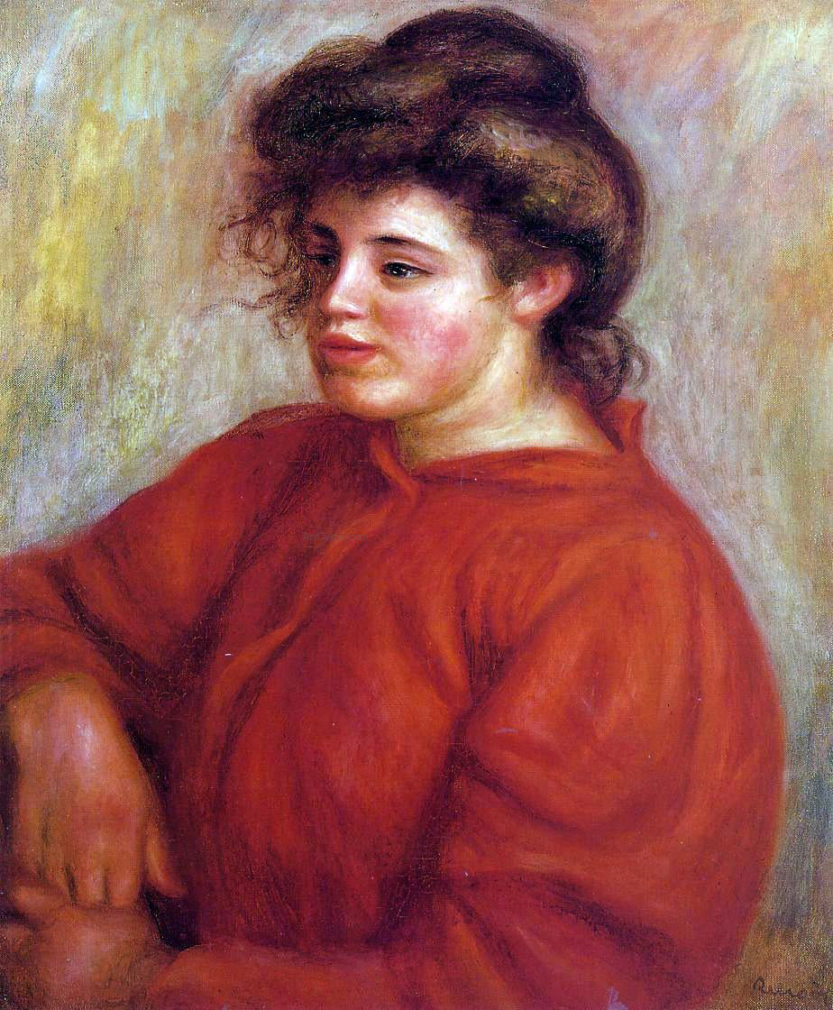 Pierre Auguste Renoir Woman in a Red Blouse - Canvas Print