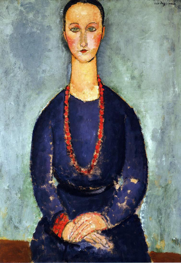 Amedeo Modigliani Woman in a Red Necklace - Canvas Print