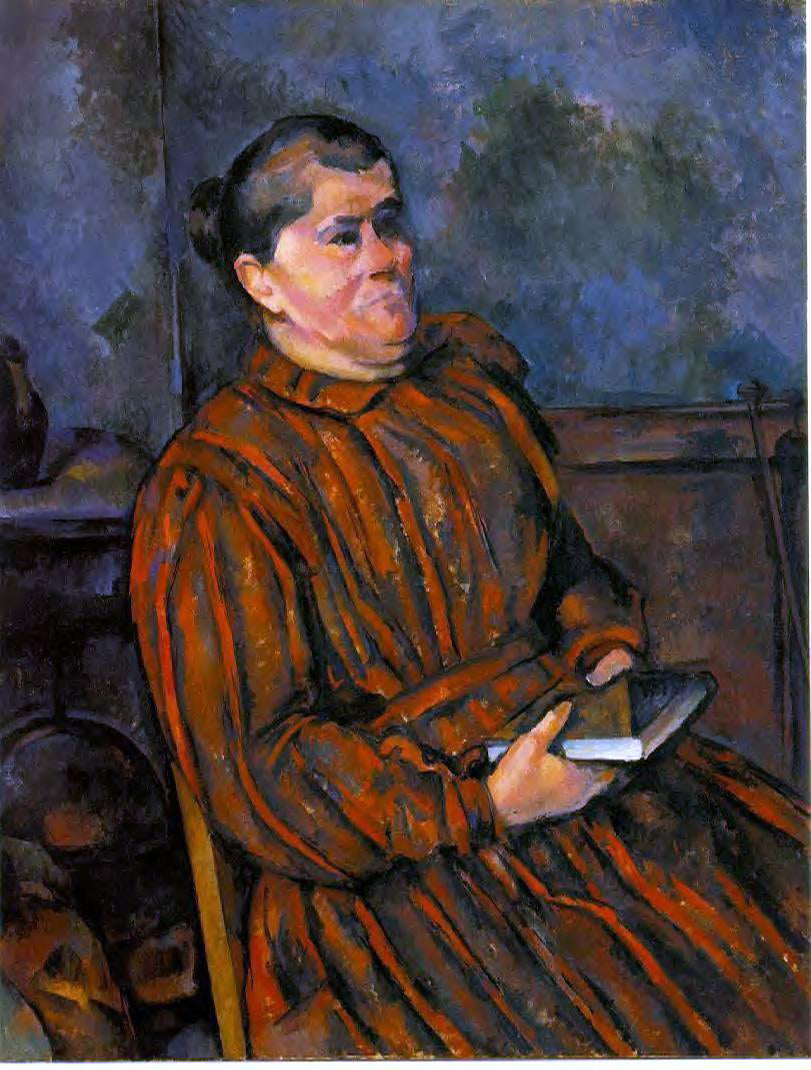 Paul Cezanne Woman in a Red Striped Dress - Canvas Print