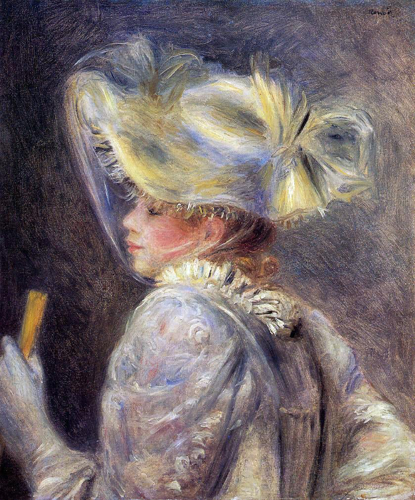 Pierre Auguste Renoir Woman in a White Hat - Canvas Print