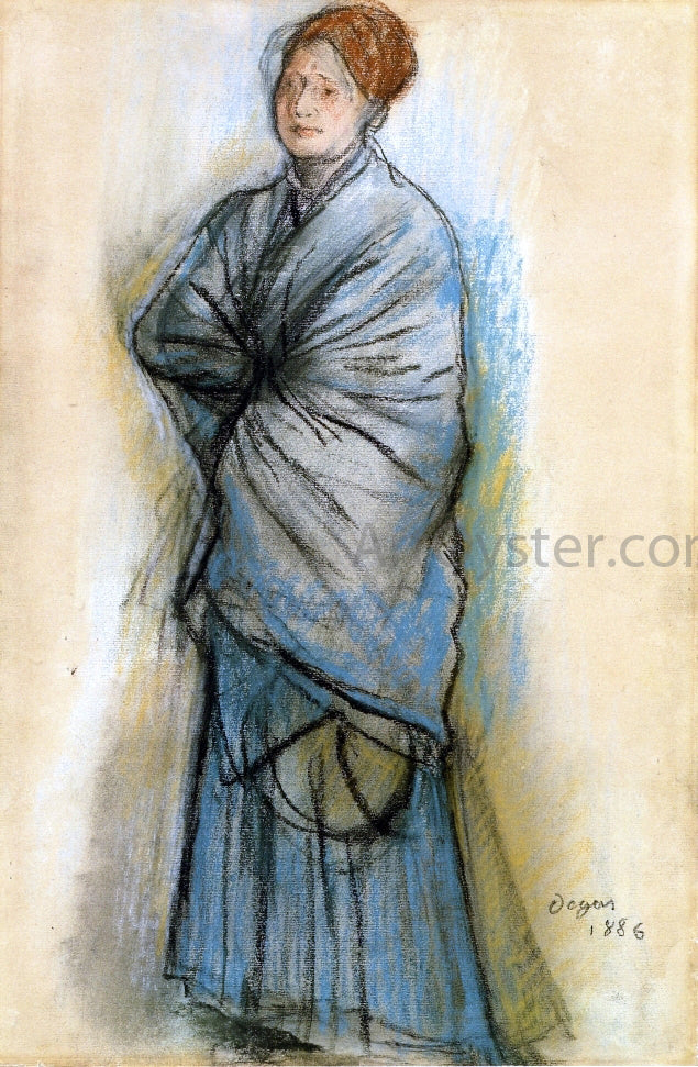 Edgar Degas Woman in Blue (also known as Portrait of Mlle. Helene Rouart) - Canvas Print