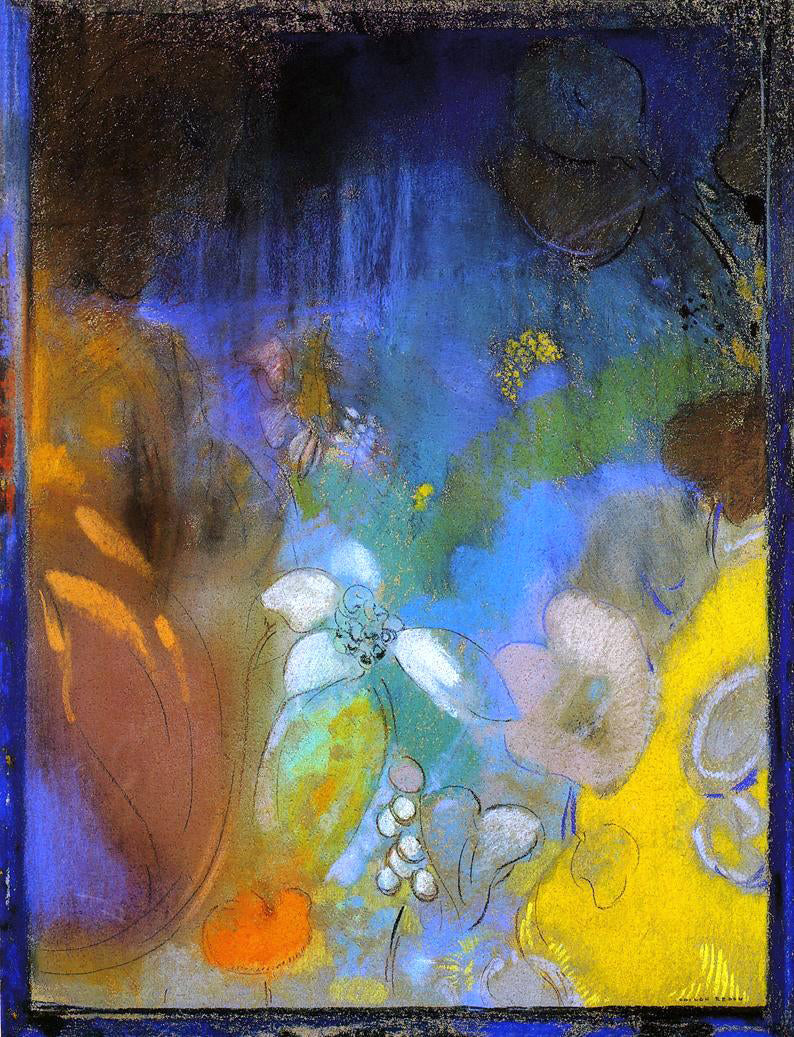 Odilon Redon Woman in Profile with Flowers - Canvas Print