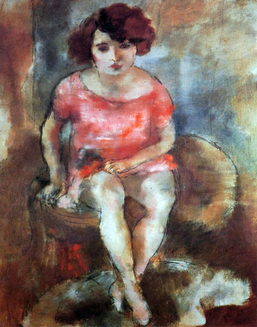 Jules Pascin Woman in Red - Canvas Print
