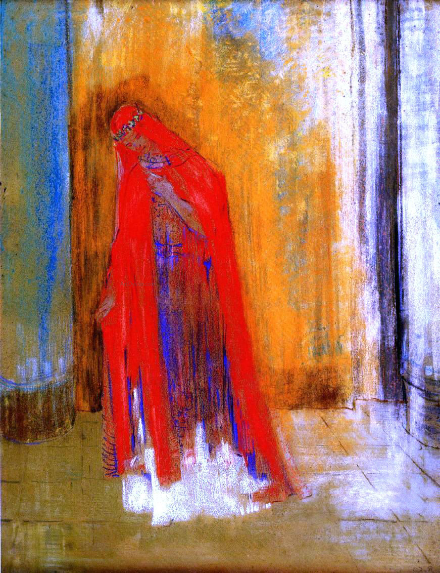 Odilon Redon Woman in Red - Canvas Print