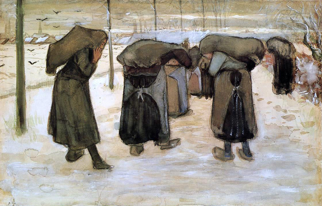 Vincent Van Gogh Woman Miners Carrying Coal - Canvas Print