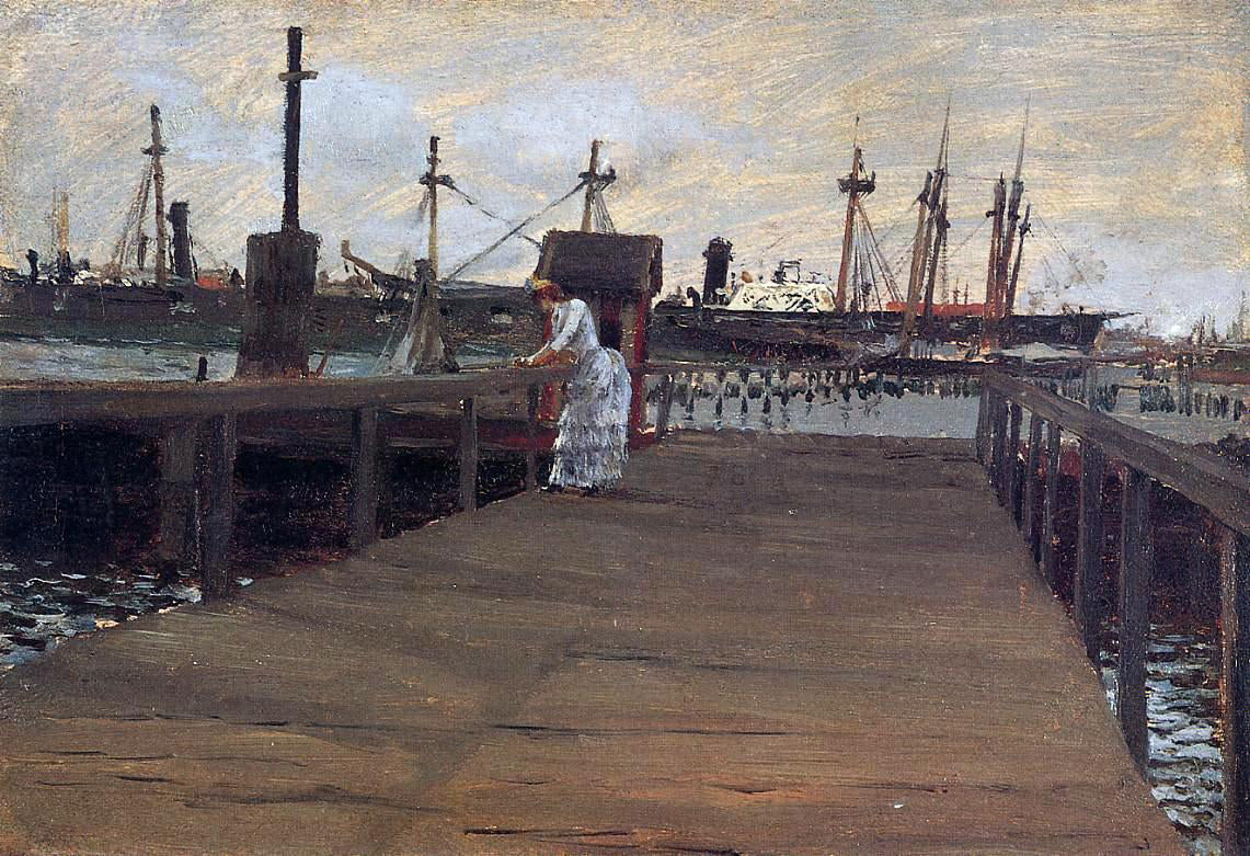 William Merritt Chase Woman on a Dock - Canvas Print