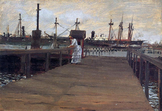 William Merritt Chase Woman on a Dock - Canvas Print
